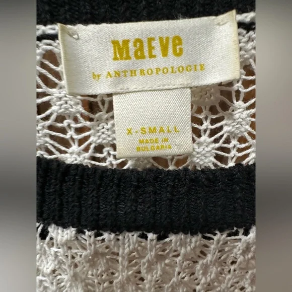 Maeve Black and White Crochet Top XS - Picture 3 of 3